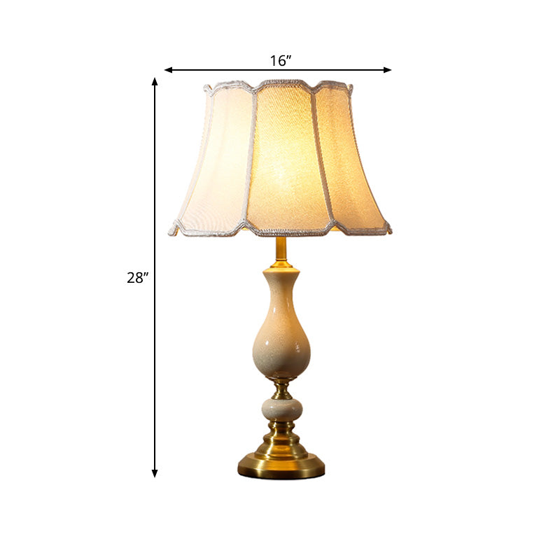 Traditional Style Paneled Bell Shaped Desk Light 1-Light Fabric Nightstand Lamp for Bedside Clearhalo 'Lamps' 'Table Lamps' Lighting' 1222346
