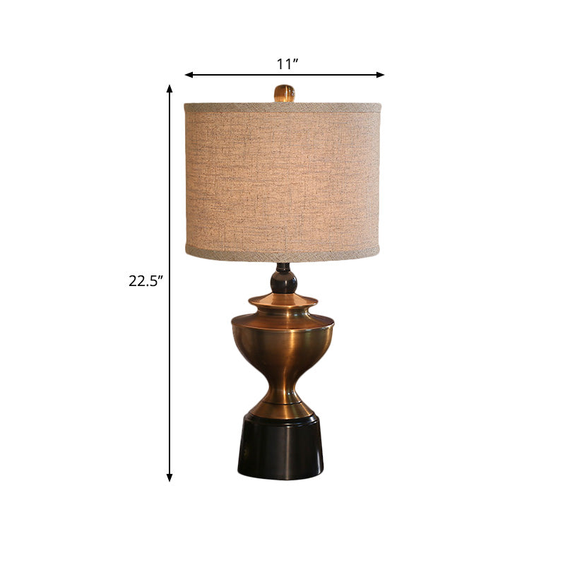 Barrel Design Desk Light Countryside Style 1-Bulb Living Room Nightstand Lamp in Bronze Clearhalo 'Lamps' 'Table Lamps' Lighting' 1222419