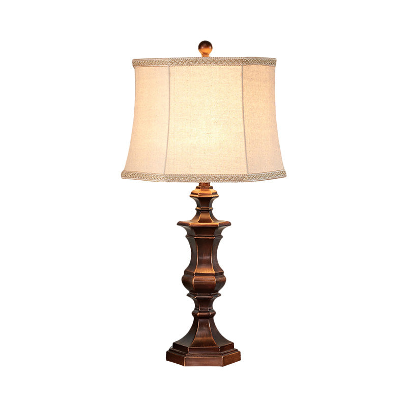 Bronze Flared Shaped Nightstand Lamp Vintage Style Fabric 1-Head Bedside Desk Light Clearhalo 'Lamps' 'Table Lamps' Lighting' 1222445