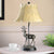 Beige 1-Light Table Light Rural Style Metal Deer-Shaped Base Nightstand Lamp with Fabric Shade Beige Clearhalo 'Lamps' 'Table Lamps' Lighting' 1222705