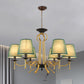 Blackish Green/Flaxen 6/8 Lights Chandelier Retro Fabric Conical Shade Close to Ceiling Lamp with Curvy Metal Arm Clearhalo 'Ceiling Lights' 'Chandeliers' Lighting' options 1222935