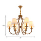 6/8 Heads Metal Pendant Chandelier Traditional Brass Swooping Arm Guest Room Lighting Fixture with Tapered Fabric Shade Clearhalo 'Ceiling Lights' 'Chandeliers' Lighting' options 1222978