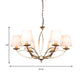Swooping Arm Metallic Chandelier Lighting Traditional Style 4/6/8 Heads Guest Room Suspension Lamp in White/Green Clearhalo 'Ceiling Lights' 'Chandeliers' Lighting' options 1223053
