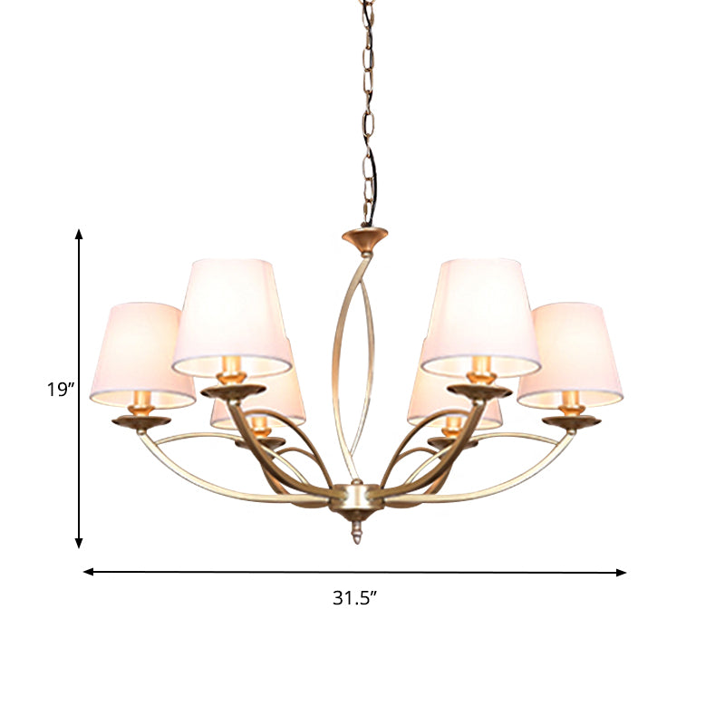 Swooping Arm Metallic Chandelier Lighting Traditional Style 4/6/8 Heads Guest Room Suspension Lamp in White/Green Clearhalo 'Ceiling Lights' 'Chandeliers' Lighting' options 1223053