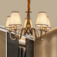 5/8 Heads Chandelier Lighting Fixture with Conical Shade Fabric Vintage Living Room Hanging Pendant in Brass Clearhalo 'Ceiling Lights' 'Chandeliers' Lighting' options 1223103