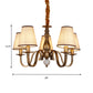 5/8 Heads Chandelier Lighting Fixture with Conical Shade Fabric Vintage Living Room Hanging Pendant in Brass Clearhalo 'Ceiling Lights' 'Chandeliers' Lighting' options 1223106