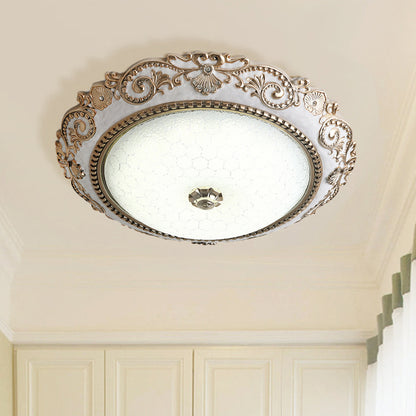 White LED Lighting Fixture Vintage Cream Glass Dome Design Flush Mount Lamp, 16"/18"/21.5" Wide White Clearhalo 'Ceiling Lights' 'Close To Ceiling Lights' 'Close to ceiling' 'Flush mount' Lighting' 1223569