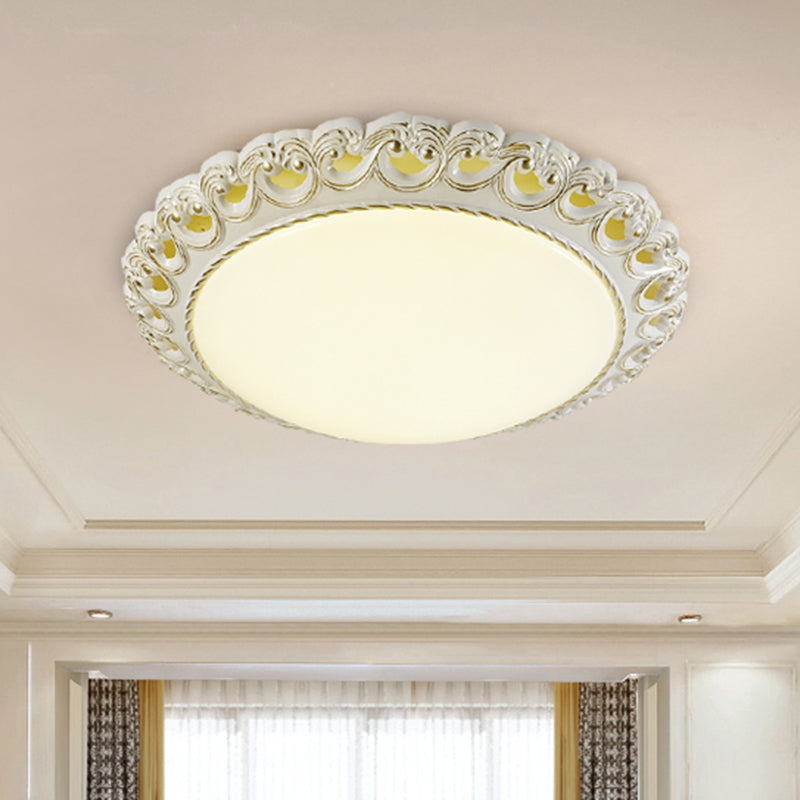 White-Gold Rounded Flushmount Lighting Traditional Style Opal Glass LED Bedroom Light Fixture Ceiling White-Gold Clearhalo 'Ceiling Lights' 'Close To Ceiling Lights' 'Close to ceiling' 'Flush mount' Lighting' 1223651