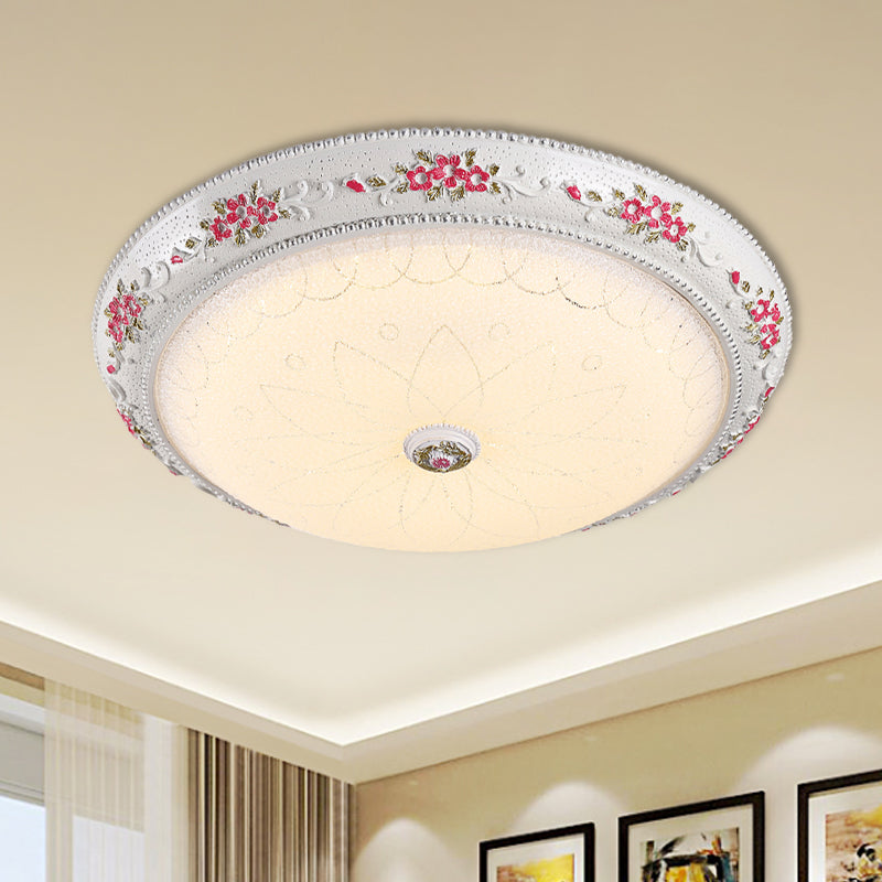 LED Flush Mount Lamp Traditional Style Circular Shaped Cream Glass Ceiling Light Fixture in White-Pink, 12"/16"/19.5" Wide - White-Pink - Clearhalo - 'Ceiling Lights' - 'Close To Ceiling Lights' - 'Close to ceiling' - 'Flush mount' - Lighting' - 1223655