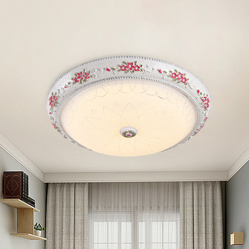 LED Flush Mount Lamp Traditional Style Circular Shaped Cream Glass Ceiling Light Fixture in White-Pink, 12"/16"/19.5" Wide - Clearhalo - 'Ceiling Lights' - 'Close To Ceiling Lights' - 'Close to ceiling' - 'Flush mount' - Lighting' - 1223656
