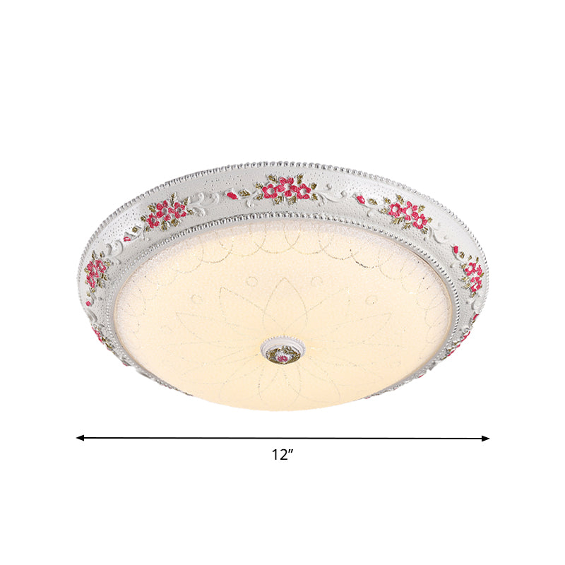 LED Flush Mount Lamp Traditional Style Circular Shaped Cream Glass Ceiling Light Fixture in White-Pink, 12"/16"/19.5" Wide - Clearhalo - 'Ceiling Lights' - 'Close To Ceiling Lights' - 'Close to ceiling' - 'Flush mount' - Lighting' - 1223658