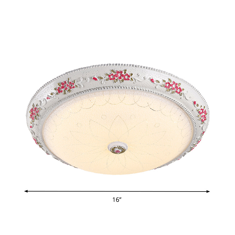 LED Flush Mount Lamp Traditional Style Circular Shaped Cream Glass Ceiling Light Fixture in White-Pink, 12"/16"/19.5" Wide - Clearhalo - 'Ceiling Lights' - 'Close To Ceiling Lights' - 'Close to ceiling' - 'Flush mount' - Lighting' - 1223659