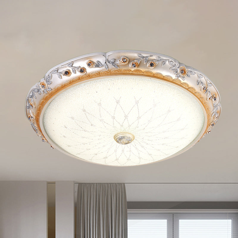 Ivory Glass White Close to Ceiling Light Round Shaped LED Traditional Flush Mount Lamp, 12"/16"/19.5" W - White - Clearhalo - 'Ceiling Lights' - 'Close To Ceiling Lights' - 'Close to ceiling' - 'Flush mount' - Lighting' - 1223666
