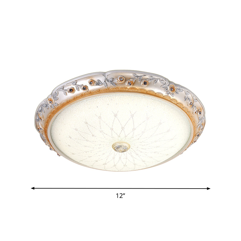 Ivory Glass White Close to Ceiling Light Round Shaped LED Traditional Flush Mount Lamp, 12"/16"/19.5" W - Clearhalo - 'Ceiling Lights' - 'Close To Ceiling Lights' - 'Close to ceiling' - 'Flush mount' - Lighting' - 1223669