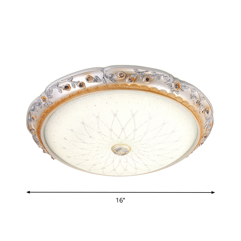 Ivory Glass White Close to Ceiling Light Round Shaped LED Traditional Flush Mount Lamp, 12"/16"/19.5" W - Clearhalo - 'Ceiling Lights' - 'Close To Ceiling Lights' - 'Close to ceiling' - 'Flush mount' - Lighting' - 1223670