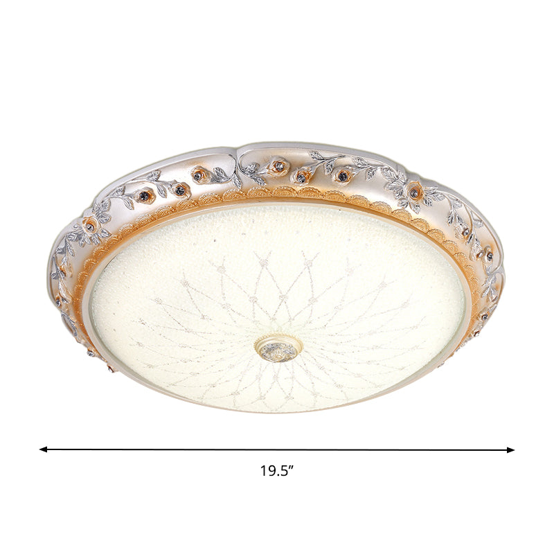 Ivory Glass White Close to Ceiling Light Round Shaped LED Traditional Flush Mount Lamp, 12"/16"/19.5" W - Clearhalo - 'Ceiling Lights' - 'Close To Ceiling Lights' - 'Close to ceiling' - 'Flush mount' - Lighting' - 1223671