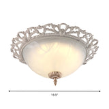 2/3 Heads Light Fixture Ceiling Antique Style Domed Opaque Glass Flushmount Lighting in White, 12.5"/14.5"/19.5" Wide Clearhalo 'Ceiling Lights' 'Close To Ceiling Lights' 'Close to ceiling' 'Flush mount' Lighting' 1223752