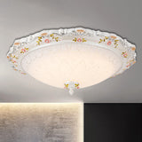 14"/16.5"/21" Wide LED Domed Flushmount Vintage Style White Opaline Glass Close to Ceiling Lamp, Warm/White Light White Clearhalo 'Ceiling Lights' 'Close To Ceiling Lights' 'Close to ceiling' 'Flush mount' Lighting' 1223825