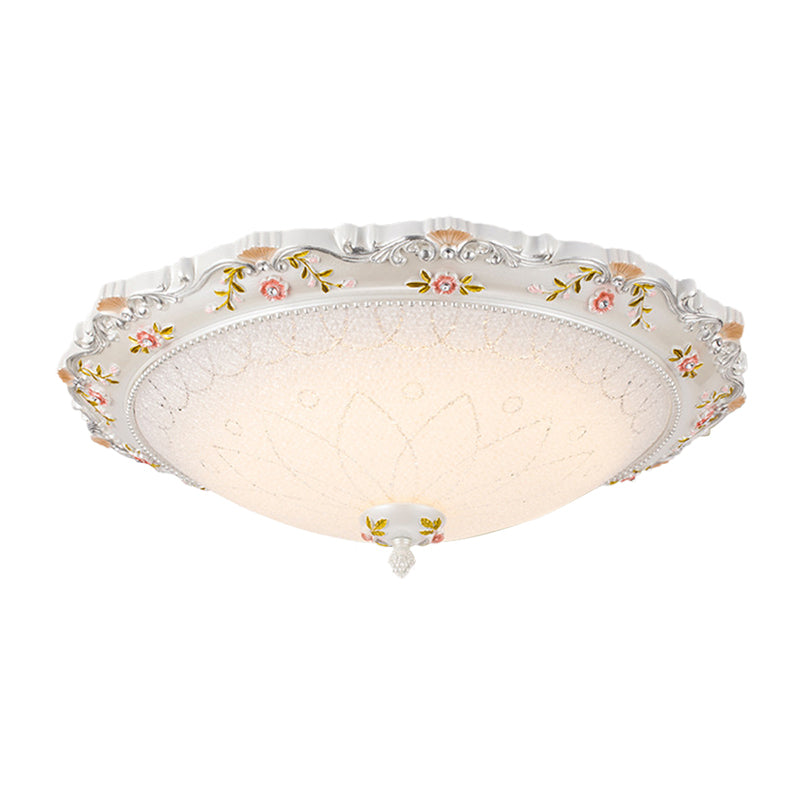 14"/16.5"/21" Wide LED Domed Flushmount Vintage Style White Opaline Glass Close to Ceiling Lamp, Warm/White Light Clearhalo 'Ceiling Lights' 'Close To Ceiling Lights' 'Close to ceiling' 'Flush mount' Lighting' 1223827