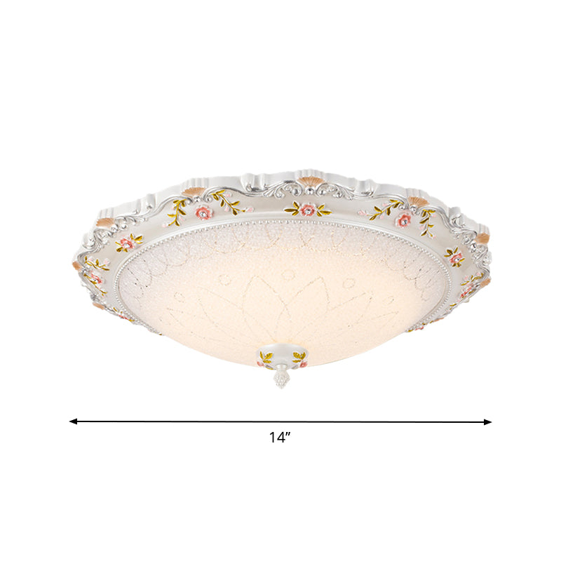 14"/16.5"/21" Wide LED Domed Flushmount Vintage Style White Opaline Glass Close to Ceiling Lamp, Warm/White Light Clearhalo 'Ceiling Lights' 'Close To Ceiling Lights' 'Close to ceiling' 'Flush mount' Lighting' 1223828