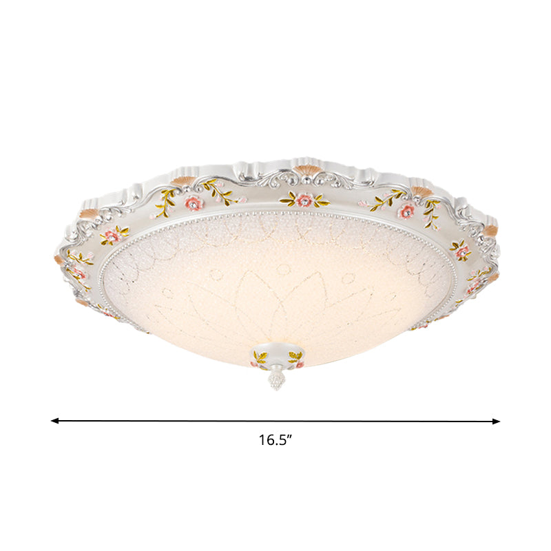 14"/16.5"/21" Wide LED Domed Flushmount Vintage Style White Opaline Glass Close to Ceiling Lamp, Warm/White Light Clearhalo 'Ceiling Lights' 'Close To Ceiling Lights' 'Close to ceiling' 'Flush mount' Lighting' 1223829