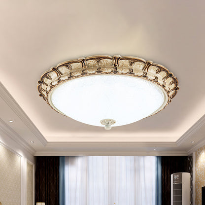 16"/19.5" Width Brown Floral Flushmount Antiqued Style Opal Glass LED Hallway Close to Ceiling Lighting, Warm/White Light Brown Clearhalo 'Ceiling Lights' 'Close To Ceiling Lights' 'Close to ceiling' 'Flush mount' Lighting' 1223938