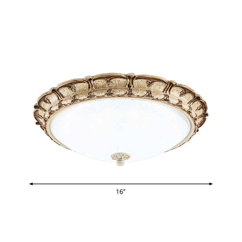 16"/19.5" Width Brown Floral Flushmount Antiqued Style Opal Glass LED Hallway Close to Ceiling Lighting, Warm/White Light Clearhalo 'Ceiling Lights' 'Close To Ceiling Lights' 'Close to ceiling' 'Flush mount' Lighting' 1223941