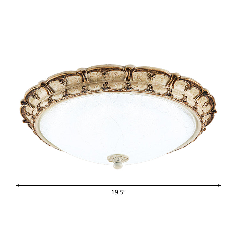 16"/19.5" Width Brown Floral Flushmount Antiqued Style Opal Glass LED Hallway Close to Ceiling Lighting, Warm/White Light Clearhalo 'Ceiling Lights' 'Close To Ceiling Lights' 'Close to ceiling' 'Flush mount' Lighting' 1223942