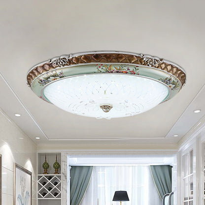 13"/16"/19.5" W Blue-Brown LED Lighting Fixture Traditional Style Cream Glass Domed Design Flush Mount Light, Warm/White Light Blue-Brown Clearhalo 'Ceiling Lights' 'Close To Ceiling Lights' 'Close to ceiling' 'Flush mount' Lighting' 1223953