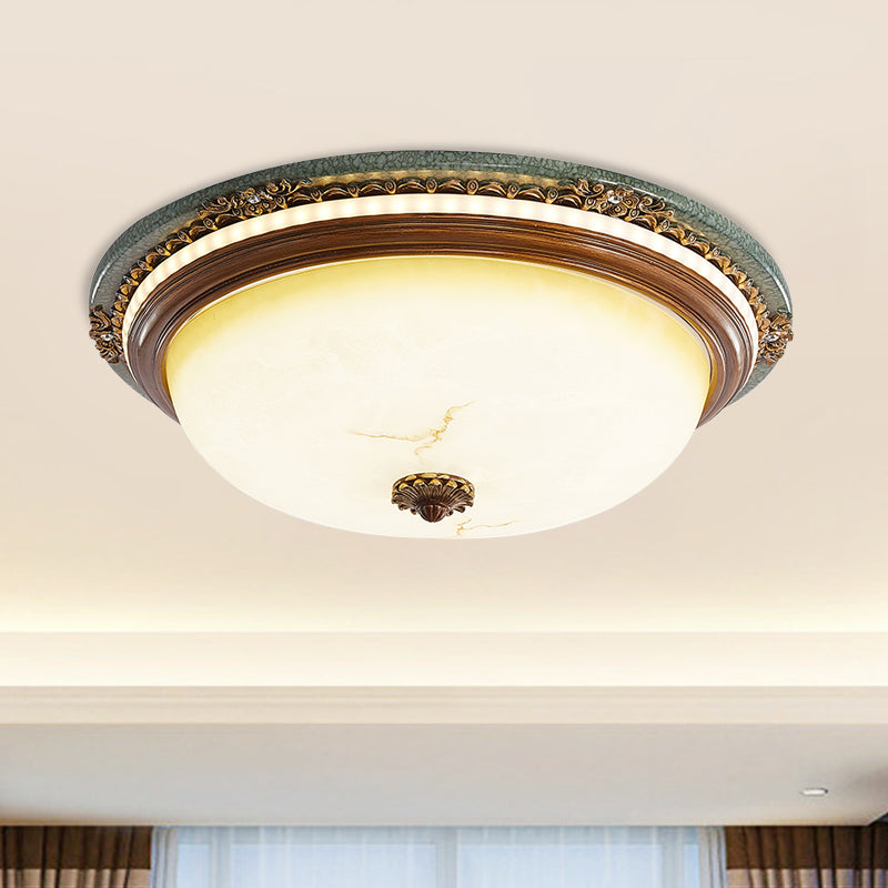 Vintage Style Domed Flush Mount Lamp Opaline Glass LED Close to Ceiling Light in Brown, 14"/16"/20" Width Clearhalo 'Ceiling Lights' 'Close To Ceiling Lights' 'Close to ceiling' 'Flush mount' Lighting' 1223974