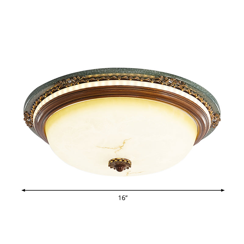 Vintage Style Domed Flush Mount Lamp Opaline Glass LED Close to Ceiling Light in Brown, 14"/16"/20" Width Clearhalo 'Ceiling Lights' 'Close To Ceiling Lights' 'Close to ceiling' 'Flush mount' Lighting' 1223977