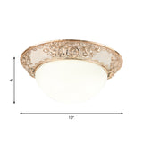 Dome Corridor Flush Mount Light Country Style Opal Glass LED Gold Flush Lamp in Warm/White Light