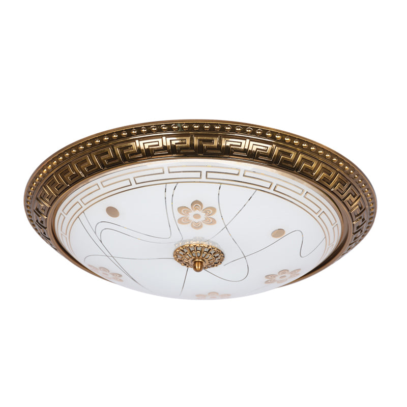 12.5"/15"/19" Wide LED Ceiling Flush Antiqued Bowl Shade Veined Glass Flush Mount Lamp Fixture in Gold, Warm/White Light Clearhalo 'Ceiling Lights' 'Close To Ceiling Lights' 'Close to ceiling' 'Flush mount' Lighting' 1224082