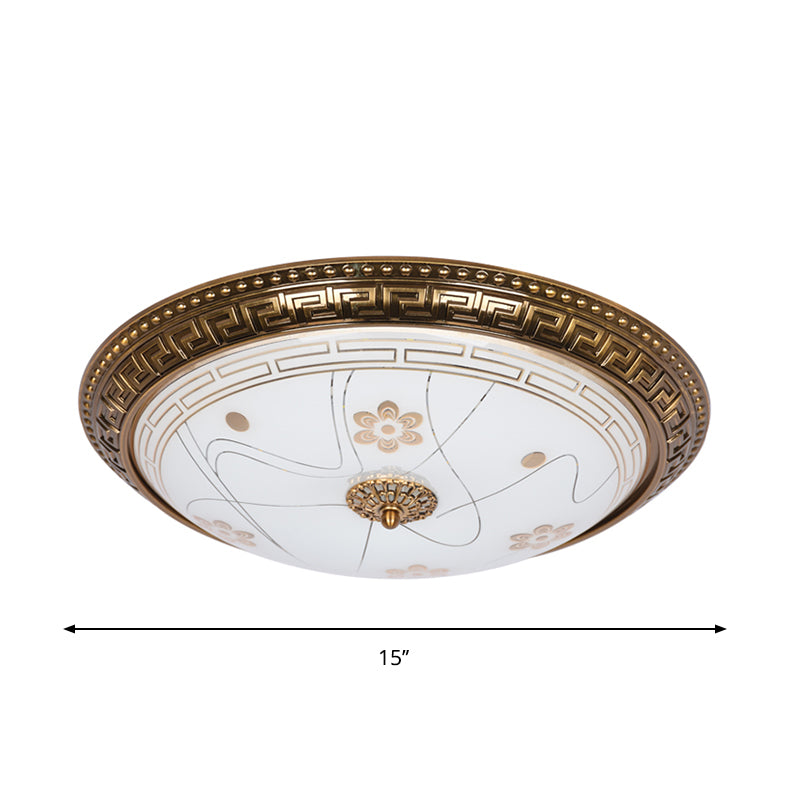 12.5"/15"/19" Wide LED Ceiling Flush Antiqued Bowl Shade Veined Glass Flush Mount Lamp Fixture in Gold, Warm/White Light Clearhalo 'Ceiling Lights' 'Close To Ceiling Lights' 'Close to ceiling' 'Flush mount' Lighting' 1224084