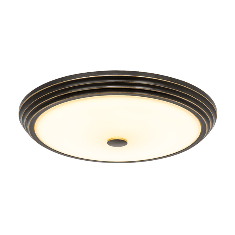 Country Style Circular Flush Mount Opal Glass LED Flush Ceiling Lighting in Black, 14"/15"/19" Wide Clearhalo 'Ceiling Lights' 'Close To Ceiling Lights' 'Close to ceiling' 'Flush mount' Lighting' 1224193