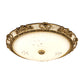 Brass LED Flushmount Light Vintage Style Cream Glass Bowl Shape Flush Lamp Fixture in Warm/White Light, 13"/16"/19.5" Wide Clearhalo 'Ceiling Lights' 'Close To Ceiling Lights' 'Close to ceiling' 'Flush mount' Lighting' 1224212