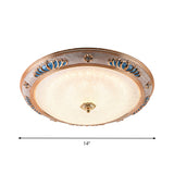 Bowl Frosted Glass Ceiling Lamp Fixture Countryside 14"/16"/19.5" Wide LED Bedroom Flush Lighting in Gold, Warm/White Light Clearhalo 'Ceiling Lights' 'Close To Ceiling Lights' 'Close to ceiling' 'Flush mount' Lighting' 1224260