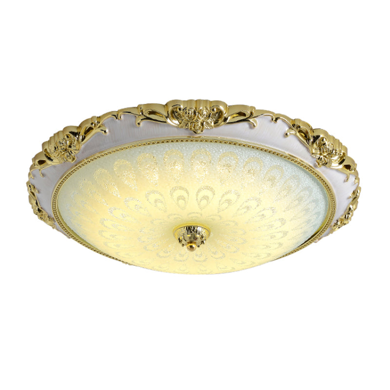 12"/16"/23.5" W Antique Domed Flushmount Opal Glass LED Ceiling Lamp in Gold for Bedroom Clearhalo 'Ceiling Lights' 'Close To Ceiling Lights' 'Close to ceiling' 'Flush mount' Lighting' 1224470