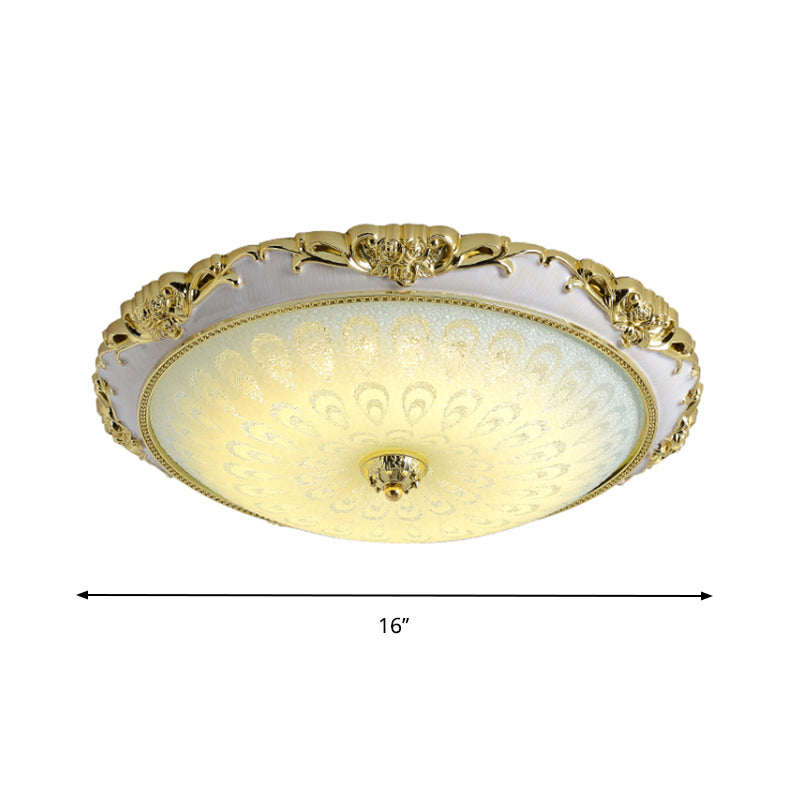 12"/16"/23.5" W Antique Domed Flushmount Opal Glass LED Ceiling Lamp in Gold for Bedroom Clearhalo 'Ceiling Lights' 'Close To Ceiling Lights' 'Close to ceiling' 'Flush mount' Lighting' 1224472