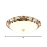 16"/19.5 W Milky Glass White-Gold Flush Light Dome Shaped LED Vintage Ceiling Mount Light Fixture for Dining Room, White/Warm Light Clearhalo 'Ceiling Lights' 'Close To Ceiling Lights' 'Close to ceiling' 'Flush mount' Lighting' 1224478