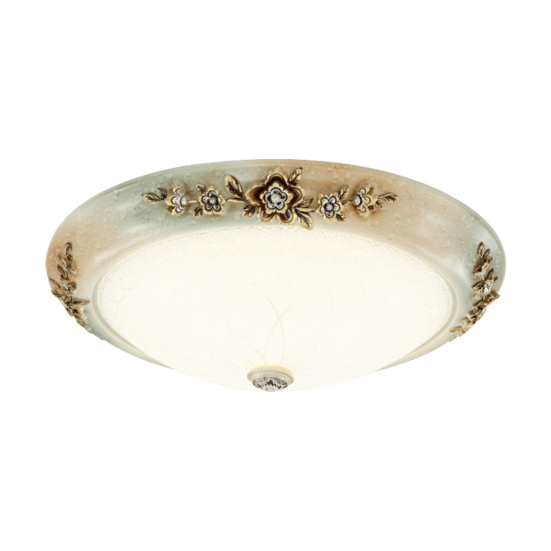 13"/16"/19.5" W Dome Milky Glass Flush Mount Traditional Style LED Corridor Ceiling Light Fixture in White-Brown, Warm/White Light Clearhalo 'Ceiling Lights' 'Close To Ceiling Lights' 'Close to ceiling' 'Flush mount' Lighting' 1224486