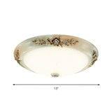 13"/16"/19.5" W Dome Milky Glass Flush Mount Traditional Style LED Corridor Ceiling Light Fixture in White-Brown, Warm/White Light Clearhalo 'Ceiling Lights' 'Close To Ceiling Lights' 'Close to ceiling' 'Flush mount' Lighting' 1224487