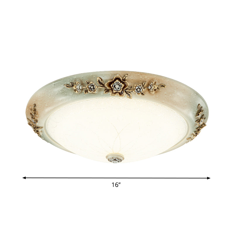 13"/16"/19.5" W Dome Milky Glass Flush Mount Traditional Style LED Corridor Ceiling Light Fixture in White-Brown, Warm/White Light Clearhalo 'Ceiling Lights' 'Close To Ceiling Lights' 'Close to ceiling' 'Flush mount' Lighting' 1224488