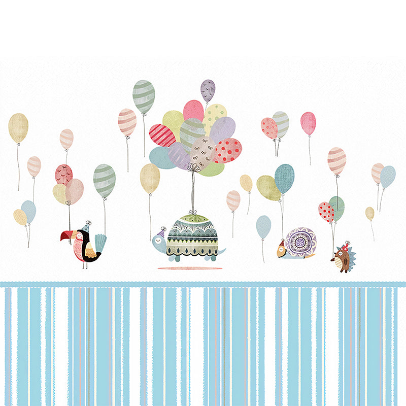 Childrens Art Baby Mural Wallpaper with Animal and Balloon Pattern Pastel Color Wall Covering for Nursery Clearhalo 'Wall Decor' 'Wall Mural' 1224501