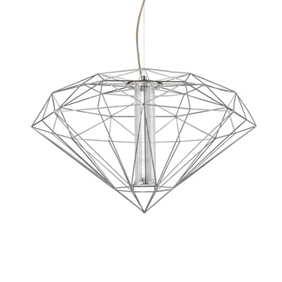 16"/23.5" W Diamond Wire Cage Pendant Light Contemporary Metal with Cylinder Glass Shade 1 Light Dining Room in Chrome/Gold Chrome A Clearhalo 'Ceiling Lights' 'Modern Pendants' 'Modern' 'Pendant Lights' 'Pendants' Lighting' 122463