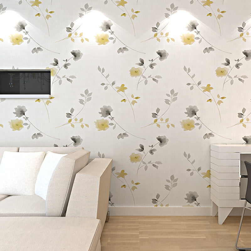 Non-Pasted Flower Wallpaper 54.2-sq ft Countryside Wall Decor for Home Decoration Beige Clearhalo 'Country wall decor' 'Rustic' 'Wallpaper' Wall Decor' 1224745