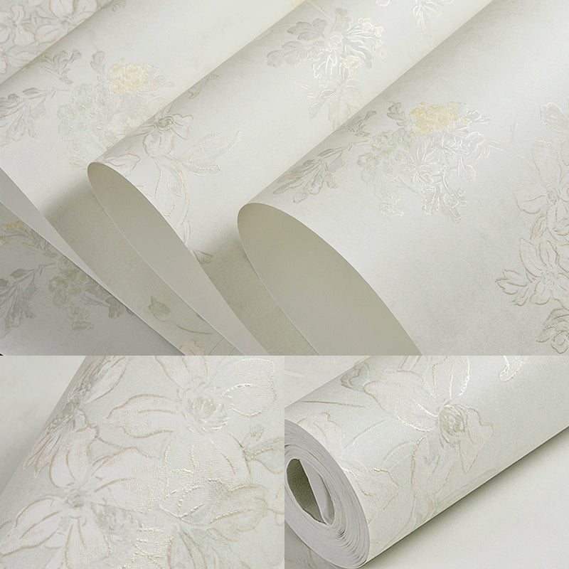 Blooming Flower Wallpaper Rural Semi-Gloss Wall Covering in Pastel Color for Bedroom Clearhalo 'Country wall decor' 'Rustic' 'Wallpaper' Wall Decor' 1224822