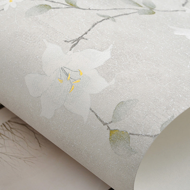 Rural Lily Flower Wallpaper Roll Soft Color Moisture Resistant Wall Decor for Home Clearhalo 'Country wall decor' 'Rustic' 'Wallpaper' Wall Decor' 1224963