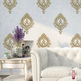Washable Medallion Wallpaper 3D Embossed Fabric Retro Style Wall Covering for Bedroom Sky Blue Clearhalo 'Vintage wall decor' 'Vintage' 'Wallpaper' Wall Decor' 1225022