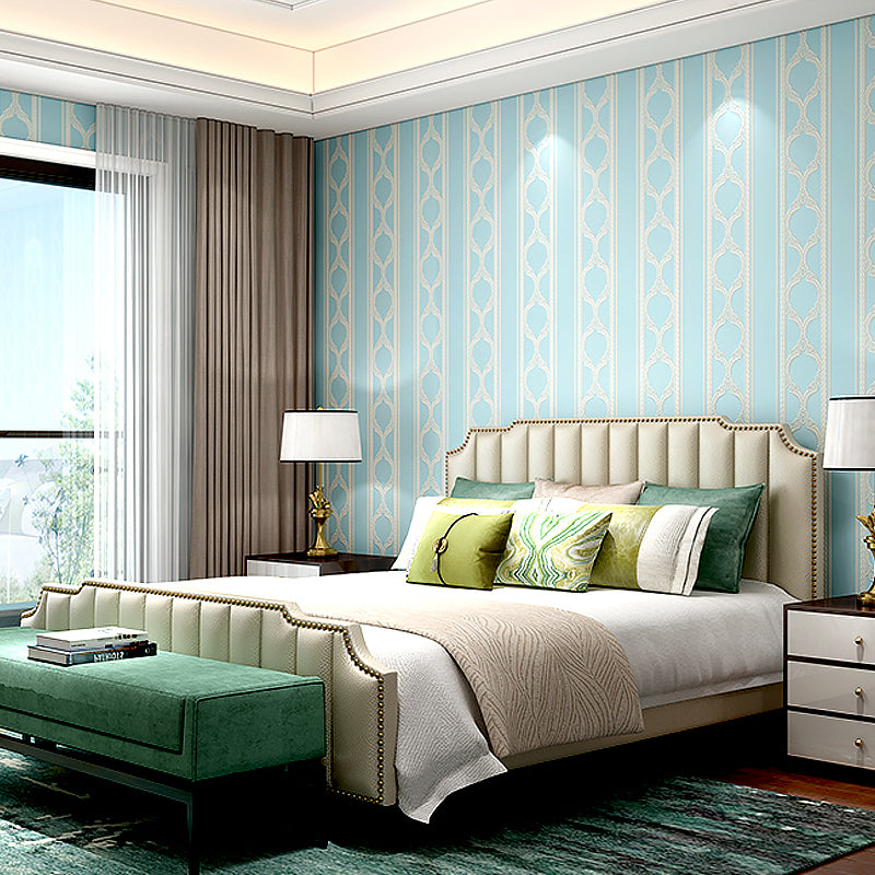 Vintage Striped Wallpaper Roll Pastel Color Moisture Resistant Wall Decor, 33' L x 20.5" W Blue Clearhalo 'Vintage wall decor' 'Vintage' 'Wallpaper' Wall Decor' 1225073